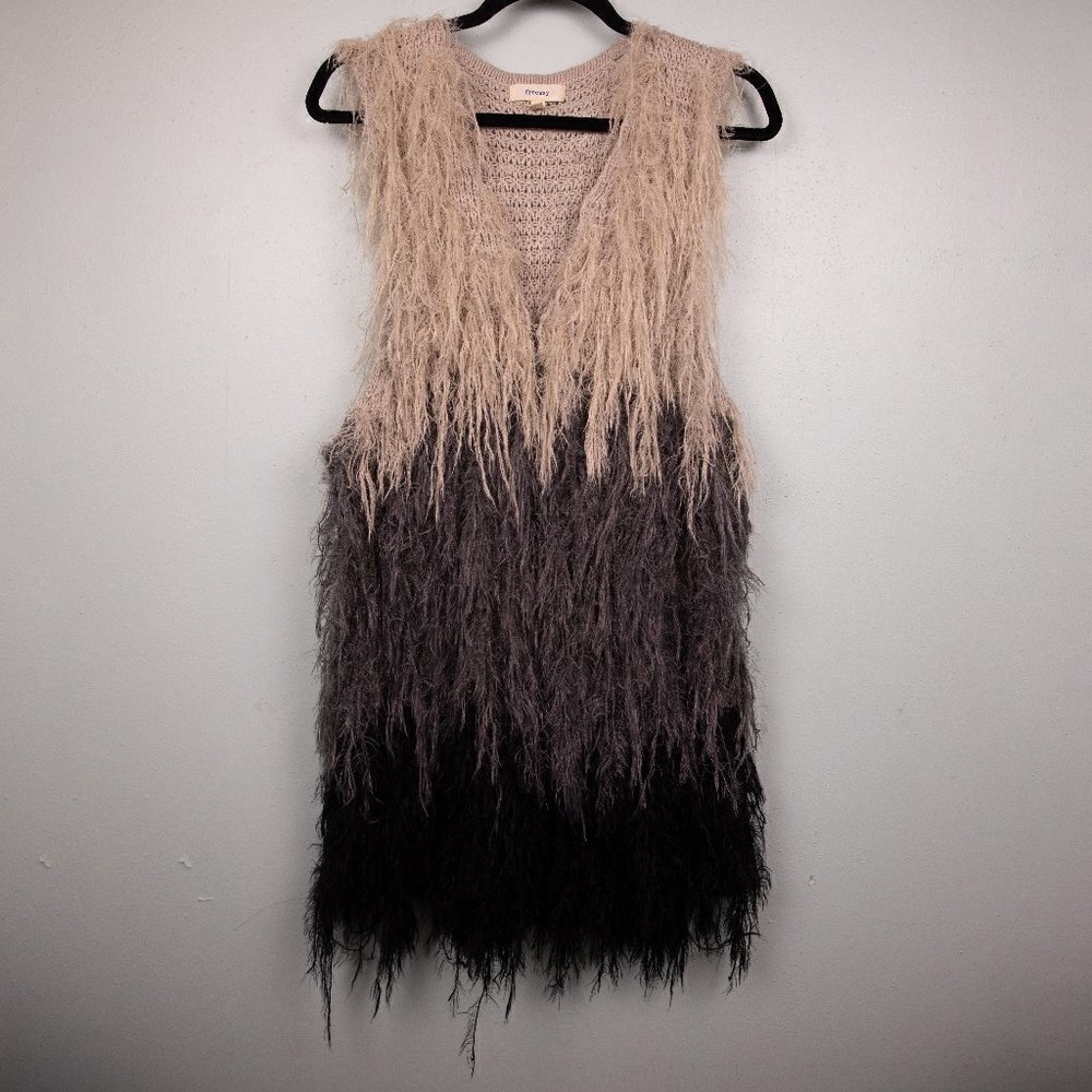 Freeway ombré shaggy faux fur vest-L